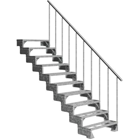 Dolle Außentreppe Gardentop 180-220cm Geschosshöhe mit Einlegerahmen 80cm breit mit Geländer
