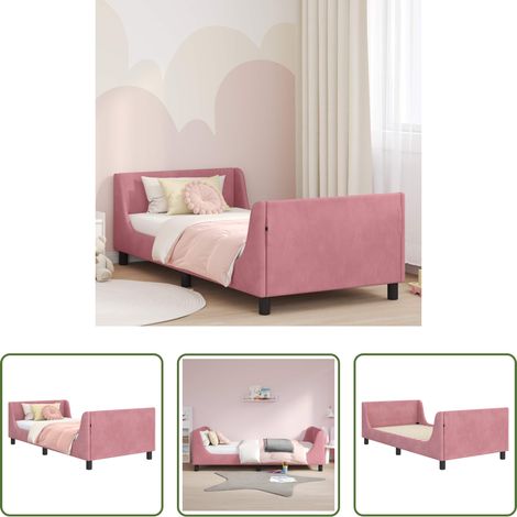 Cadre de lit -  Cadre de lit pour enfants avec tête de lit Rose 90 x 190 cm (1/5)
