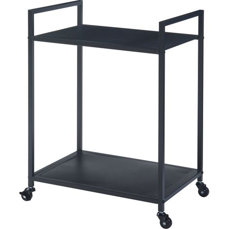Chariot de service desserte cuisine salon meuble de rangement avec 2 étagères métal 69 x 50 x 36 cm noir (1/5)