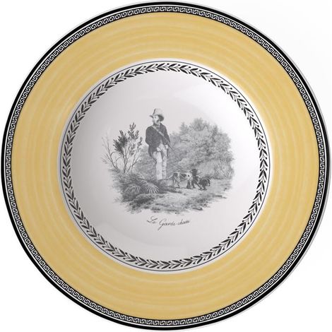Assiette creuse, 24 cm, Porcelaine, Blanc/Gris/Jaune (1/4)