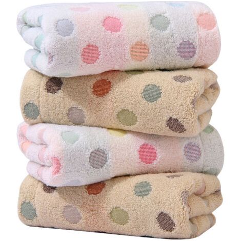 4 pièces (2 styles) essuie-mains en coton motif à pois colorés serviette absorbante douce pour salle de bain 13,4 x 30 pouces