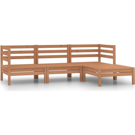 Garden Lounge Set Honey brown Solid pinewood Medium Modular vidaXL