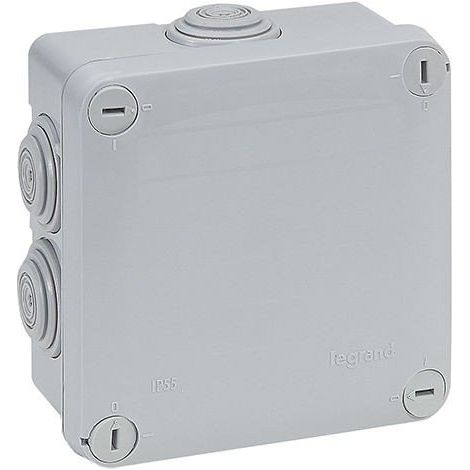 LEGRAND 092022  Caja plexo cuadrada con 7 conos IP55/IK07 105x105x55mm con tapa opaca de cierre con tornillos fabricada en term
