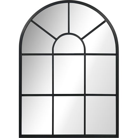Specchio da parete decorativo 70 x 50 cm con cornice in metallo nero per soggiorno e camera da letto (1/5)