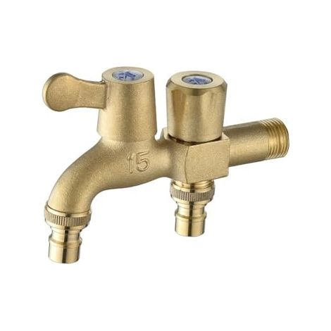 Robinet d'eau, cuivre pur, robinet pour machine à laver, ouverture rapide, double sortie d'eau, robinet pour balai, robinet pour piscine, robinet mural fileté.