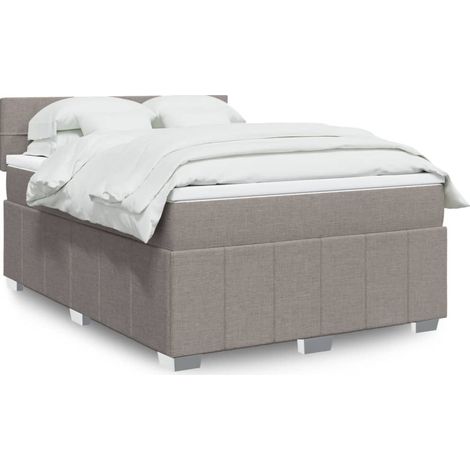 Cama box spring con colchón tela gris taupe 160x200 cm vidaXL
