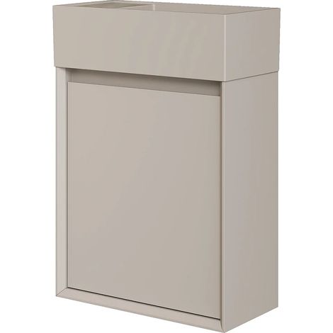 Meuble lave main suspendu avec vasque en résine beige mat - Beige mat - 40 x 25.5 x 57 cm - SOREL (1/4)