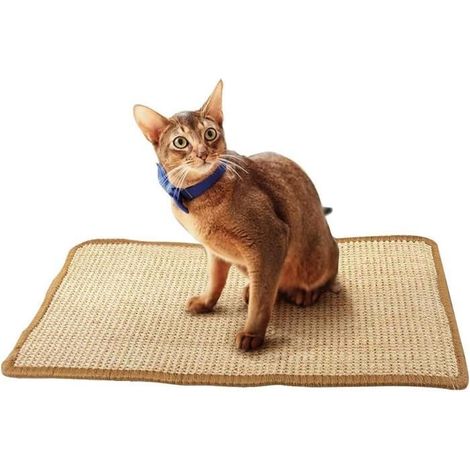 Tapis Griffoir pour Chat, Tapis à Chat en Sisal Naturel, Anti-dérapant Griffoir Chat Horizontal et Verticale, Mur et Coin, 40x30cm (1/4)