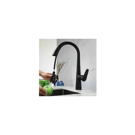 Kitchen Faucet - Single Handle Kitchen Faucet with Pull-out Spray 360° Rotatable, 2 Spray Modes Sink Faucet Black (1/5)