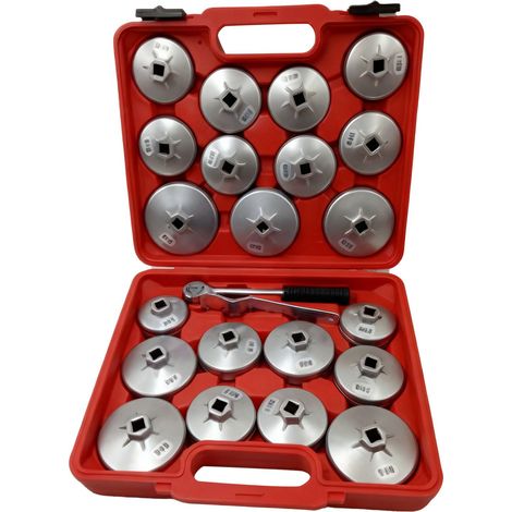 Ensemble d'outils professionnels de démontage de capuchon de filtre à huile, douille de clé à douille en aluminium, 23 pièces (1/3)