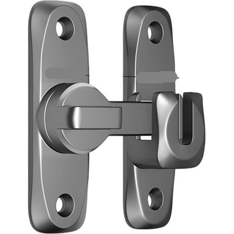 Verrou serrure de fermeture porte interieure coulissante,90/180°Loquet de crochet a porte bascule,Verrouillage de boucle moraillon antivol verrous de porte(Gris) (1/5)