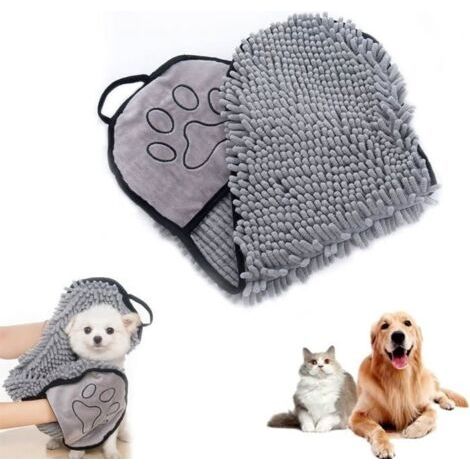 Serviette de bain pour chien, serviette pour chien en microfibre chenille, serviette pour animaux de compagnie, serviette abs (1/5)
