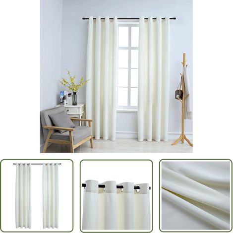 The Living Store Rideaux occultants avec anneaux 2 pcs Velours Crème 140x175 cm - Rideaux Velours - Rideaux Occultants - Rideaux Décoratifs - Rideaux Pour Salon - Rideaux Pour Chambre (1/5)