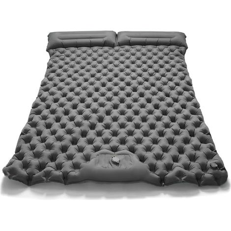 Matelas gonflable double de camping (gris), ultraléger et pliable (1/5)