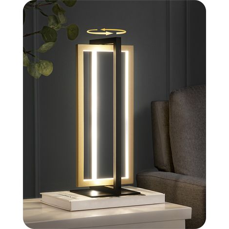 EDISHINE LED Tischlampe, Touch Dimmbare Nachttischlampe, moderne Schreibtischlampe Schwarz Gold aus Metall, 3 Farbtemperaturen, 750 Lumen für Schlafzimmer, Wohnzimmer, Büro, Schreibtisch, Geschenk