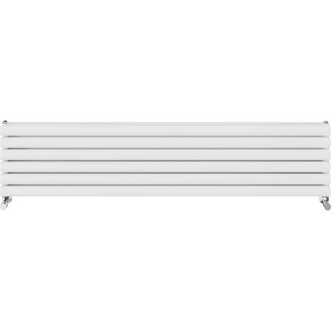 Warmehaus Horizontal Radiator Oval Double Panel White 354x1600mm (1/5)