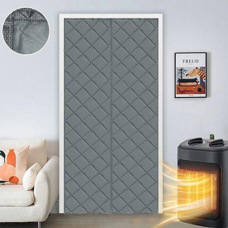 ROSNEK Rideau de porte thermique magnétique 3 couches 100 x 210 cm tissu Oxford coton PP fermeture automatique Gris (1/5)