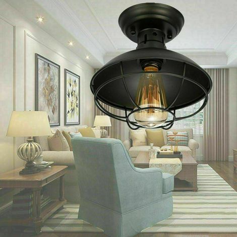 E27 Deckenlampe Hängeleuchte Schwarz Metall Vintage Industrial Retro Lampe Neu