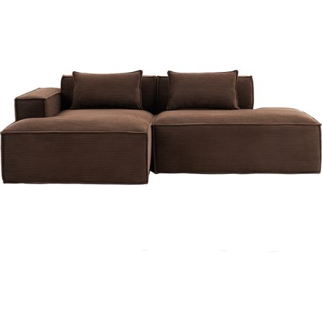 ELVMI Divano Dritto 235 cm con 2 Cuscini, Molle e Schiuma, Tessuto in Poliestere, Marrone (1/4)