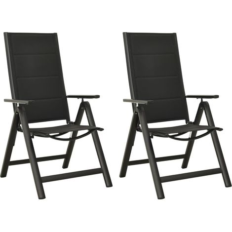 Klappbare Gartenstühle 2 Stk. Textilene und Aluminium Schwarz