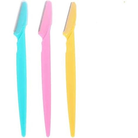 Lot de 3 rasoirs de sourcils pour femme, coupe-ongles visage, rasoir de précision avec protège-lame, idéal pour dessiner les sourcils et éliminer les poils fins, coloris variés, format mini (1/4)