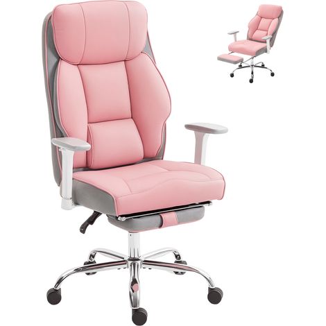 Chaise de bureau ergonomique renforcee avec accoudoirs reglables repose-pieds et appui-tete Rose (1/5)