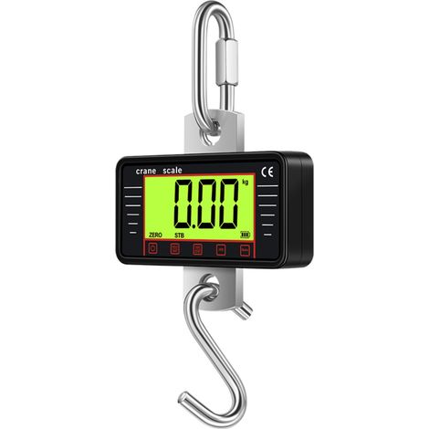 Balanza digital para cargas pesadas de hasta 500 kg, pantalla LCD retroiluminada, herramienta portátil para la industria siderúrgica y obras de construcción, color negro. (1/5)