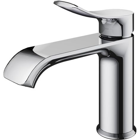 Robinet Salle Bain, Mitigeur Lavabo Chaud et Froid, Robinet Vasque avec Bec Courbé, Robinets de Lavabo pour Salle de Bain Chrome