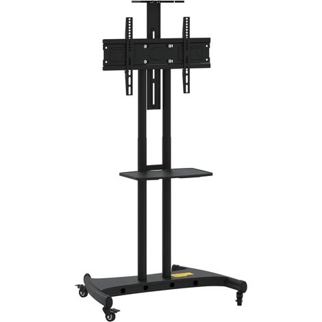 Meuble TV sur roulettes réglable avec étagère pratique 84 x 58,5 x 204 cm en acier noir