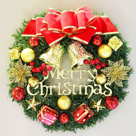 Couronne de Noël artificielle, couronne de Noël de 30 cm, décoration de porte de Noël, couronne de porte, décoration murale de Noël, décoration de Noël (1/5)