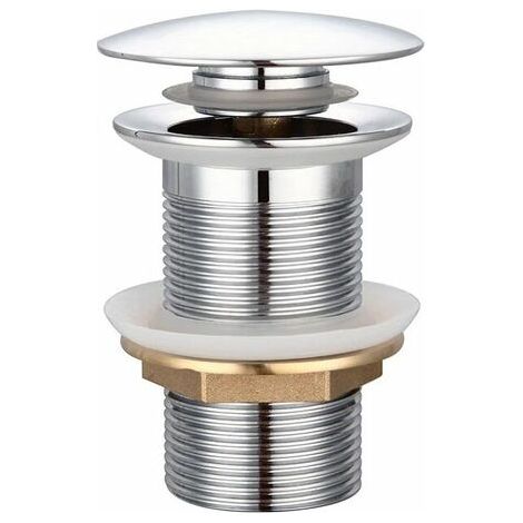Standard-G 1 ¼ Basin Plug without Overflow Universal Pop Up Drain Automatic Basin Plug in Chrome Plated Copper for Basin without Overflow (1/5)