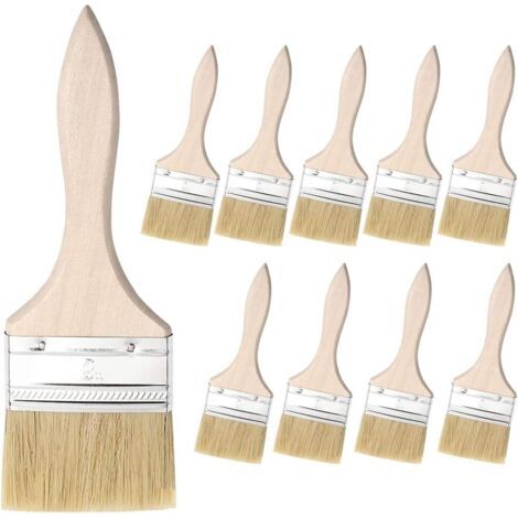 Pinceau à poils plats, 20 pièces Ensemble de pinceau 3 pouce, Pinceaux à puce Peinture Convient pour la peinture murale et en bois pour la teinture, Brosse plate en poils naturels (1/5)