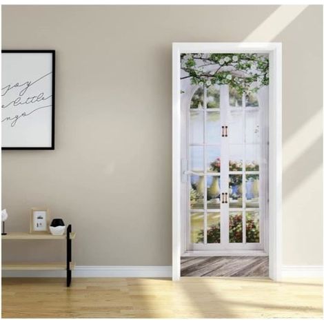 1 pièce Sticker 3D porte, trompe-l'œil réaliste, PVC souple et résistant, décoration intérieure moderne, salon cuisine chambre