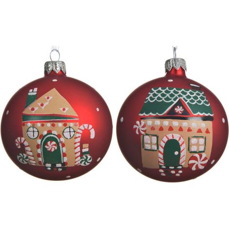Adorno navideño rojo pintado para árbol de Navidad, 8 cm, 1 unidad.