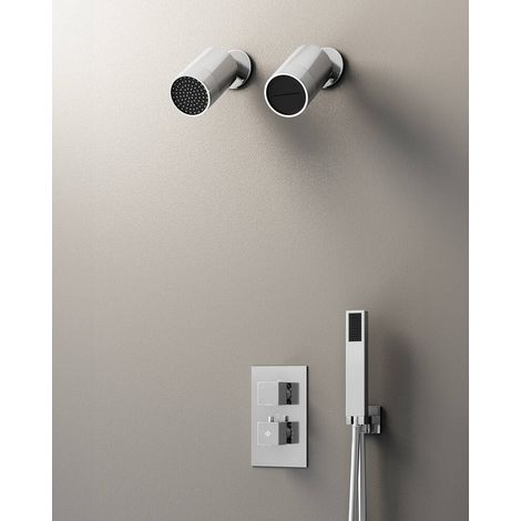 Conj. Empotr. Termostático Orion Cr + Doble Rociador (Lluvia+Cascada) - GME