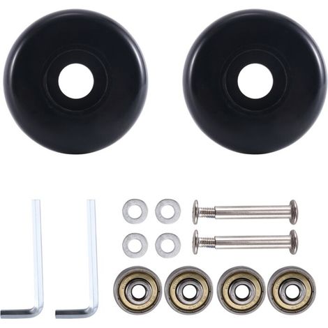 Roues de Rechange pour Valise à Bagages 55 Mm X 18 Mm, Roulettes Pivotantes en PU, Roulements Acier au , Kits RéParation, Noir (1/4)
