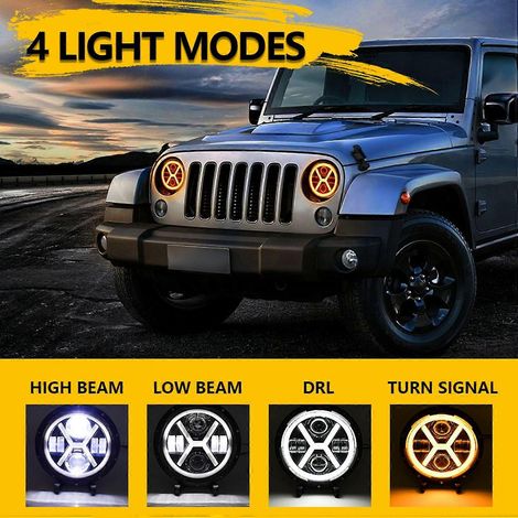 1 Stück 7-Zoll-LED-Scheinwerfer für Auto und Motorrad, 500 W, 6000 K, 30000 lm, IP67 wasserdicht, Tagfahrlicht/Blinker/Abblendlicht