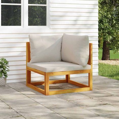 Canapé d'angle sectionnel de jardin Sofa Banquette de jardin avec coussins gris clair bois acacia 55877 (1/5)
