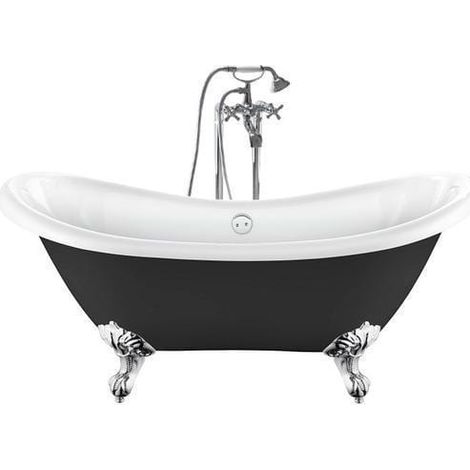 Freistehende Badewanne DARLINGTON schwarz Adlerfüße CHROM 175