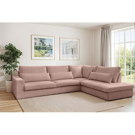 Ecksofa Designersofa THORA in Stoff Poso Altrosa Ottomane Rechts (1/2)