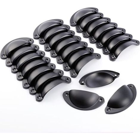 Jeu de poignées de meuble - 82mm - Vintage Case - Noir 24 pcs (1/4)
