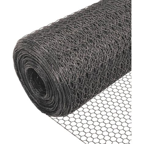 VOUNOT® Drahtzaun Sechskantgeflecht, Maschendrahtzaun, 1x25m, Maschenweite 13mm, PVC-Beschichtet Grau