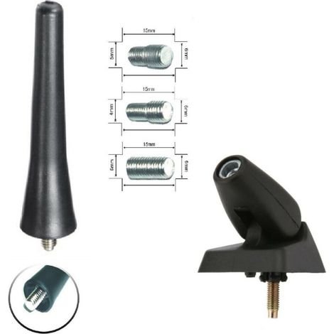 FM/AM-Radioantenne 6,5 cm, kurze Sportantenne mit Befestigungsfuß für Peugeot 106, 206, 206+, 306, 405, 406, 806, Expert, Partne