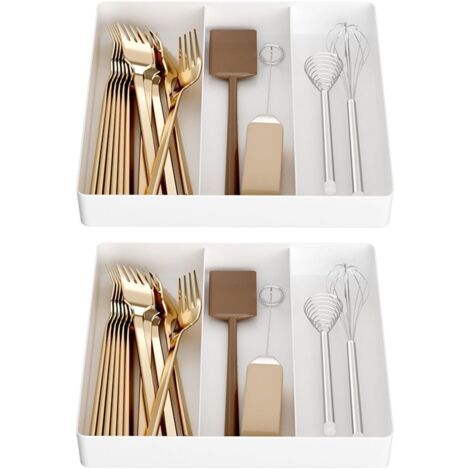 QORVA-Lot de 2 porte-couverts pour tiroirs de cuisine, en plastique, pour cuillères, fourchettes, couteaux (1/5)