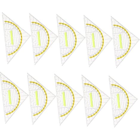 Lot de 10 règles mesure d'angle transparentes pour le dessin scolaire (1/5)