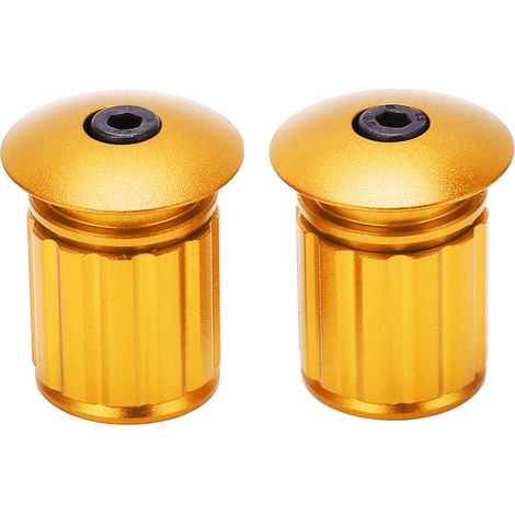 Paire de bouchons de guidon en alliage d'aluminium pour vélo de route, VTT ou vélo pliant - Doré (1/5)
