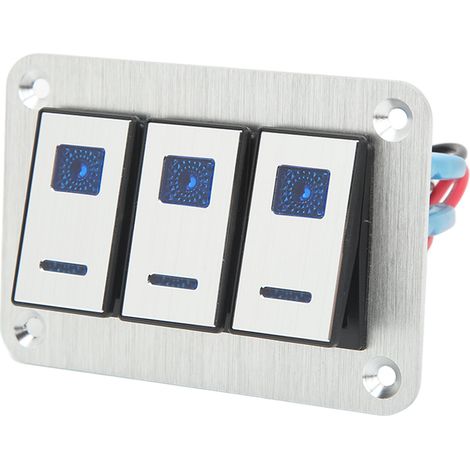 Panneau Interrupteur 3 Positions 12V 24V 5 Broches Voyant Bleu Commande Éclairage Toggle Marine (1/5)