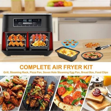 Ensemble D'accessoires Pour Friteuse à Air Chaud à Double Zone 8 Pièces Pour Friteuse à Air Chaud à Double Chambre (1/3)