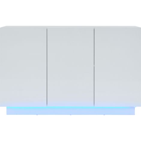 Credenza bianca a 3 ante con LED, 120 x 40 x 75 cm, HOMVRA (1/5)