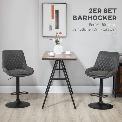 Barhocker, Küchenstuhl, Designerstuhl, höhenverstellbar mit Fußstütze, 51 cm x 59 cm x 117 cm, Dunkelgrau + Schwarz (1/5)